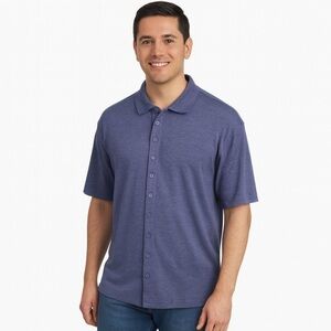 Hart Schaffner Marx Button Up Polo Blue Size XL
